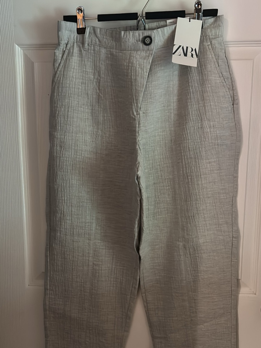 Zara Light Gray Textured Women's Chinos